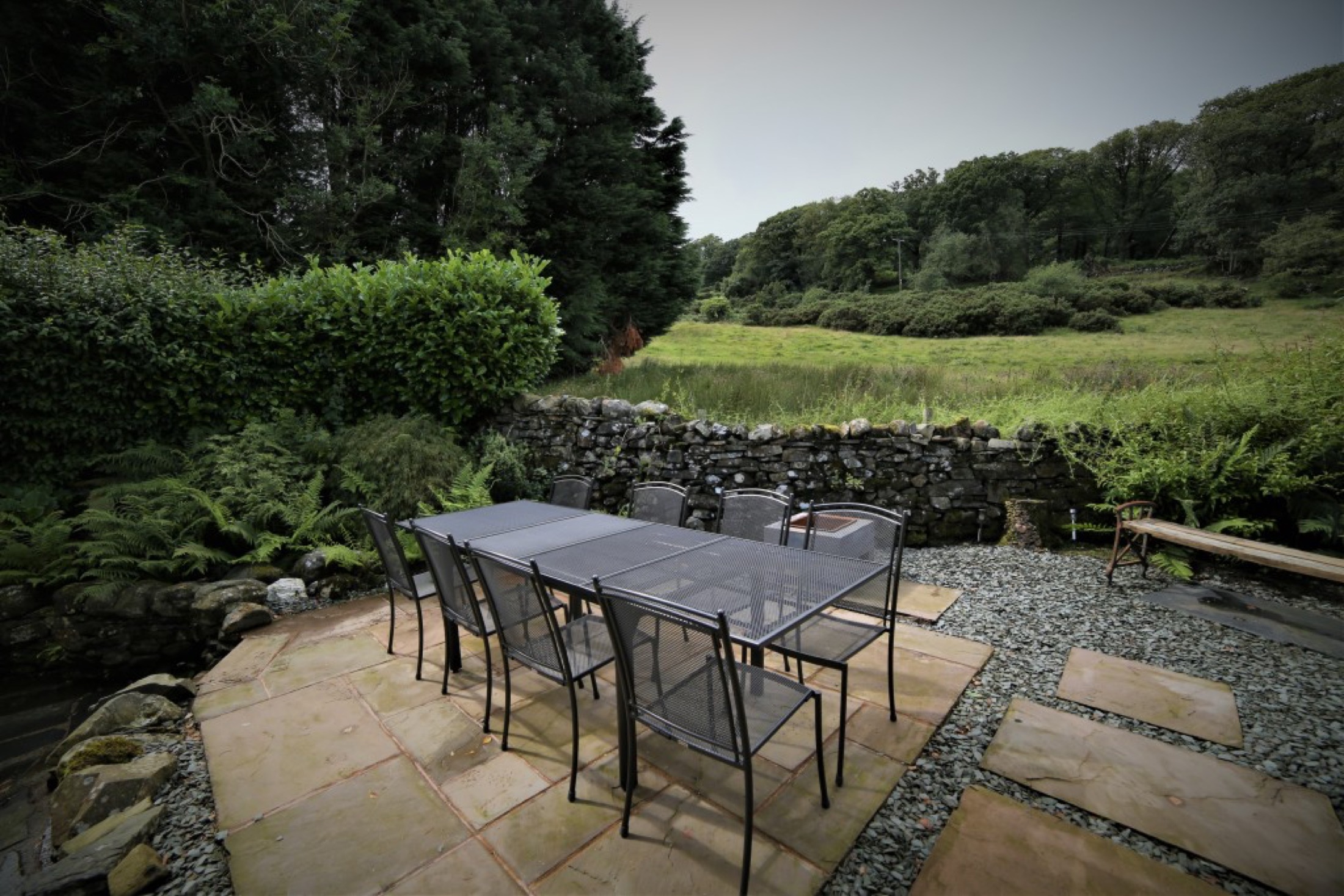 Outdoor patio seating at Fell Cottage